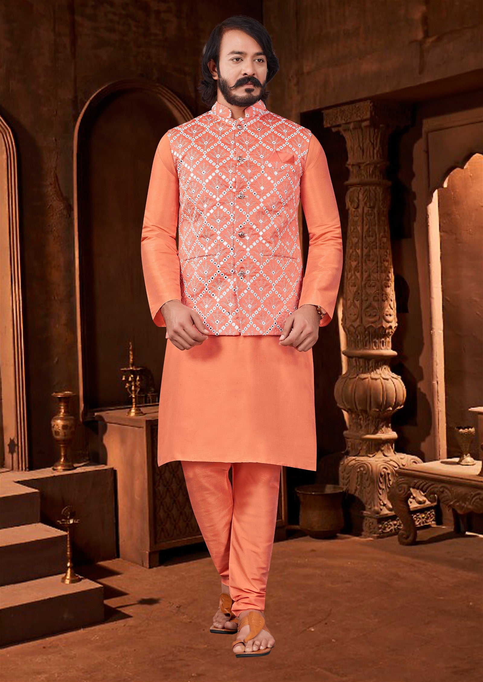 Kurta pajama best sale orange colour