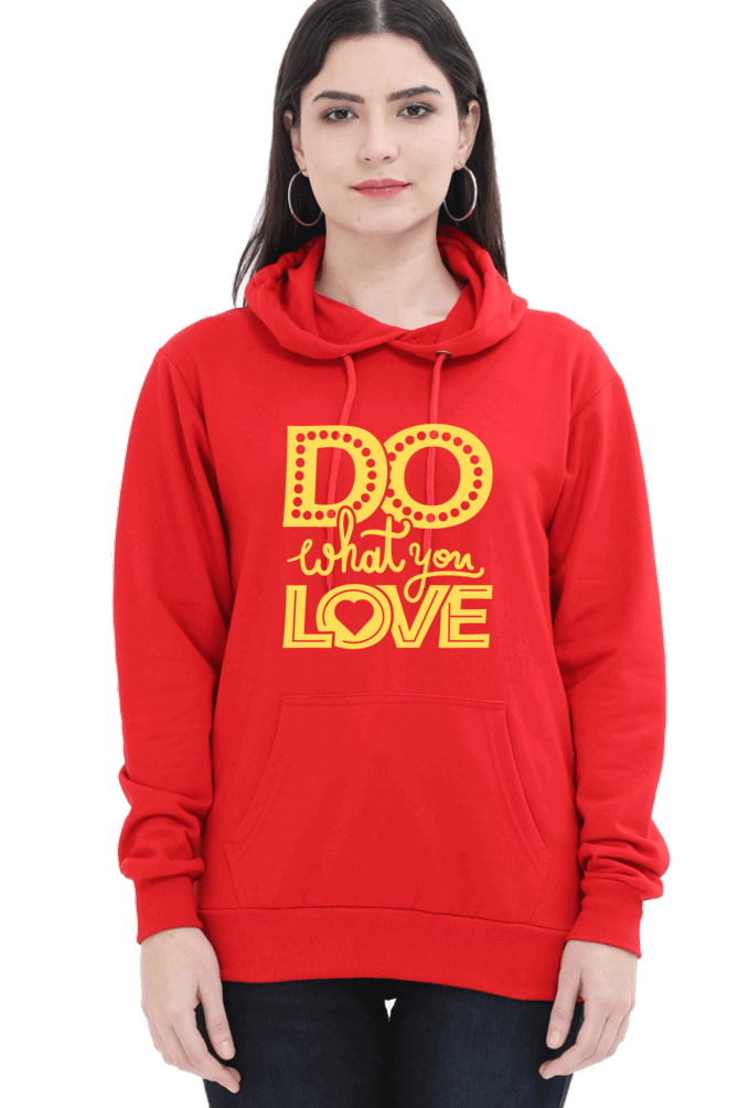 "Do What you Love" Hooded Sweatshirt for Girls and Women - Rainbow Vinyl Print Red