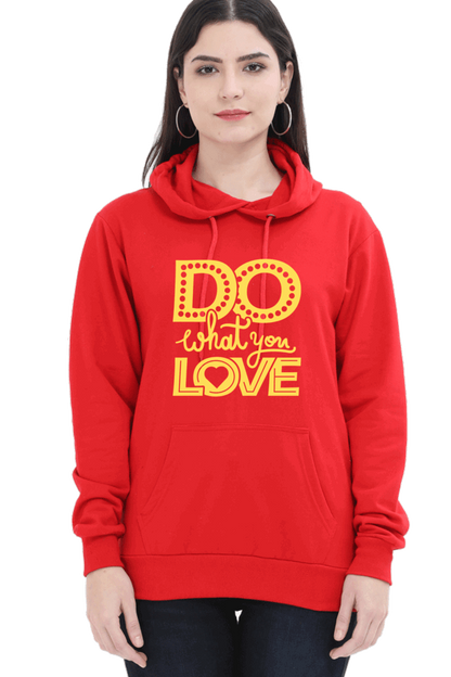 "Do What you Love" Hooded Sweatshirt for Girls and Women - Rainbow Vinyl Print Red