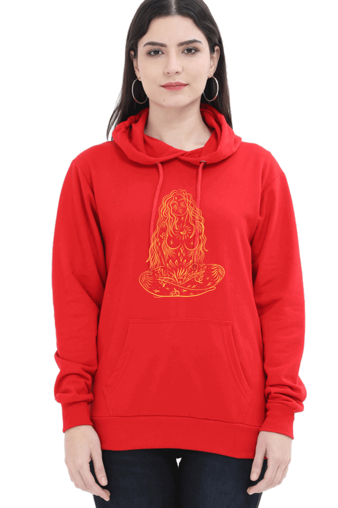 "Initiate Sartorial Opulence" - Unisex Hooded Sweatshirt for Girls and Women Red