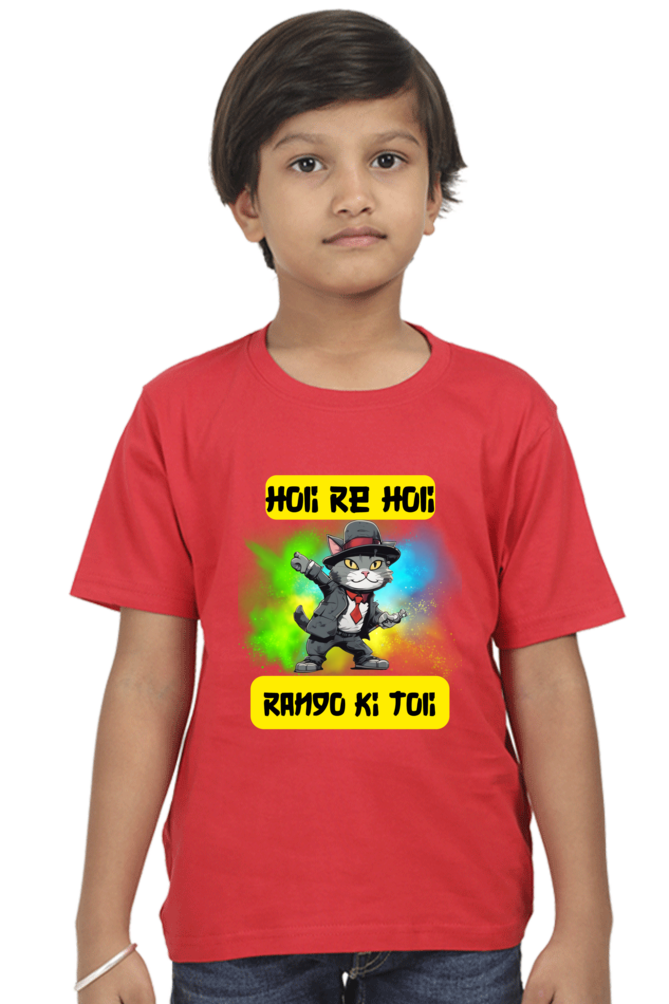 Holi Re Holi: Rango Ki Toli - Dancing Cat Boys T shirt Red