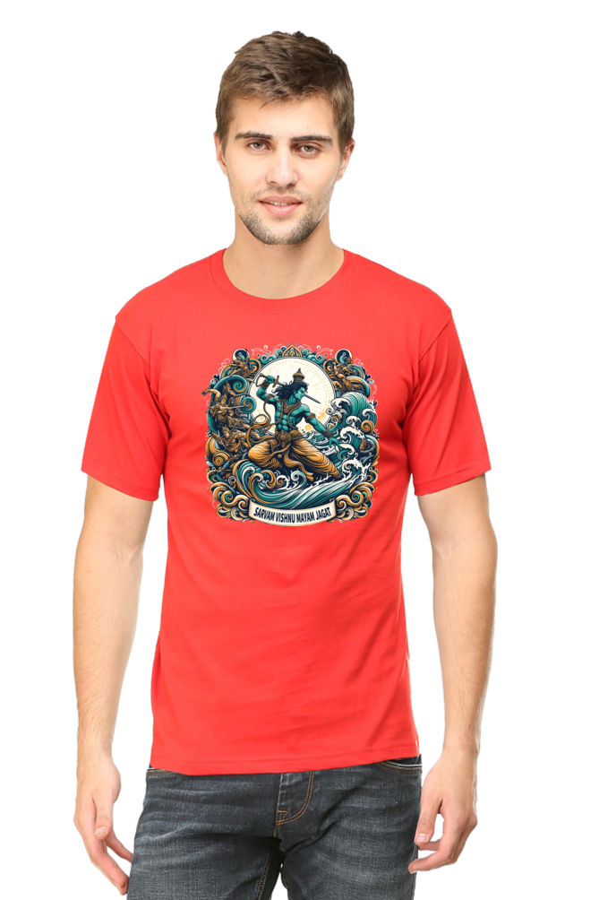 Sarvam Vishnu Mayam Jagat Janmashtami Men's T Shirts Red