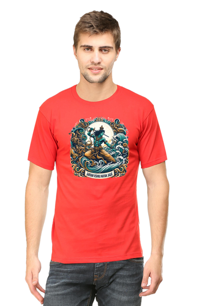 Sarvam Vishnu Mayam Jagat Janmashtami Men's T Shirts Red