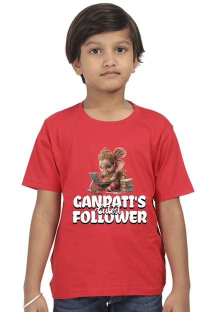 Ganpati's Cutest Follower Ganesh Chaturthi Boy's T Shirts