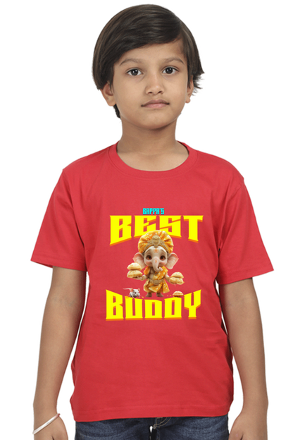 Bappa's Best Buddy 2 Ganesh Chaturthi Boy's T Shirts Red