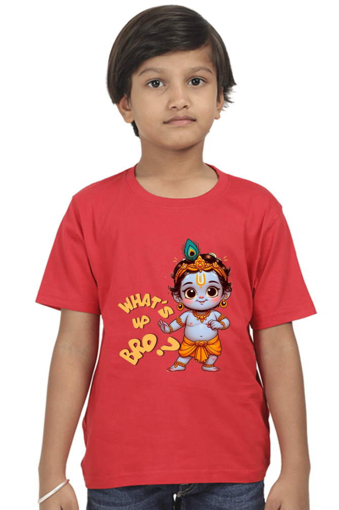 Whats Up Bro? Janmashtami Boy's T Shirts Red