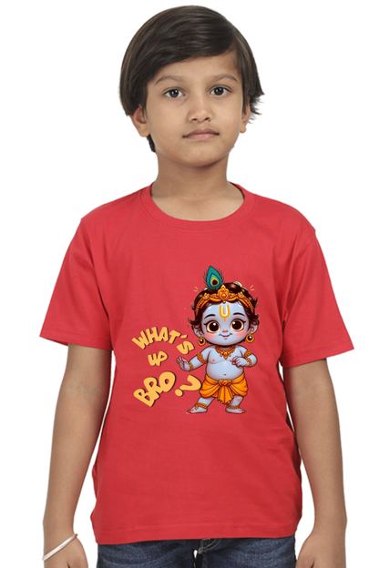 Whats Up Bro? Janmashtami Boy's T Shirts Red