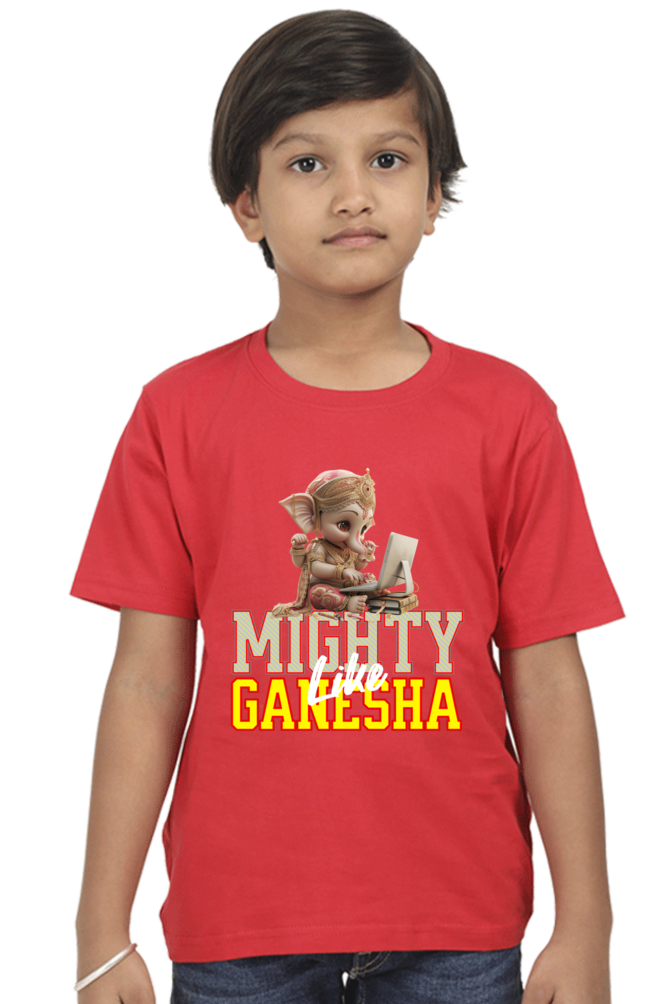 Mighty Like Ganesha 2 Ganesh Chaturthi Boy's T Shirts