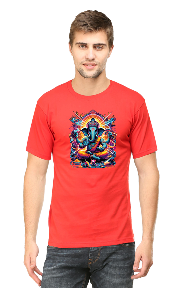 Lord Ganesha 1 Printed Ganesh Chaturthi Men's T Shirts Red