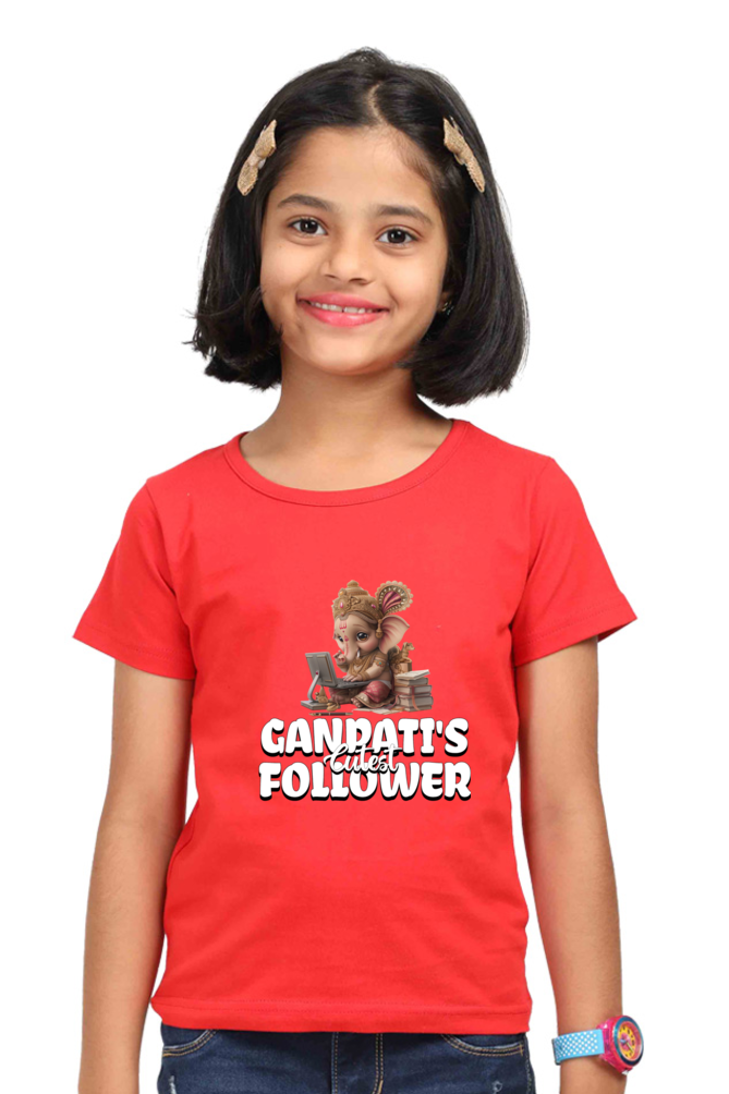 Ganpati's Cutest Follower Ganesh Chaturthi Girl's T Shirts