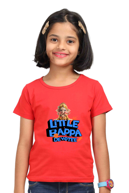 Little Bappa Devotee Ganesh Chaturthi Girl's T Shirts Red