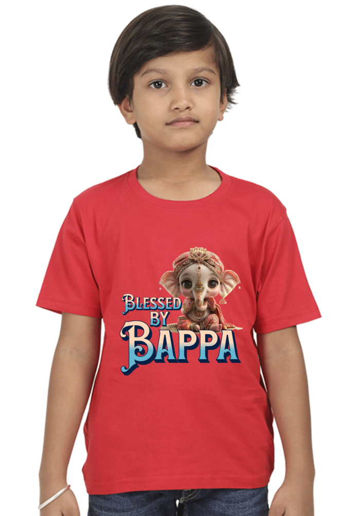 Blessed By Bappa Ganesh Chaturthi Boy's T Shirts