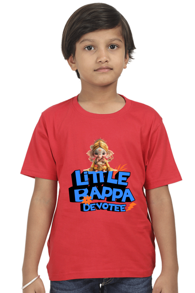 Little Bappa Devotee Ganesh Chaturthi Boy's T Shirts