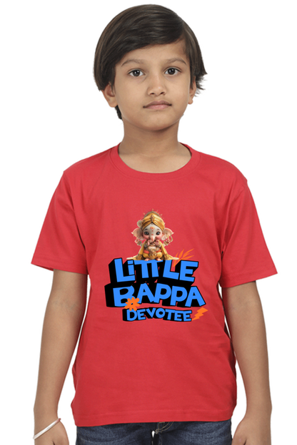 Little Bappa Devotee Ganesh Chaturthi Boy's T Shirts