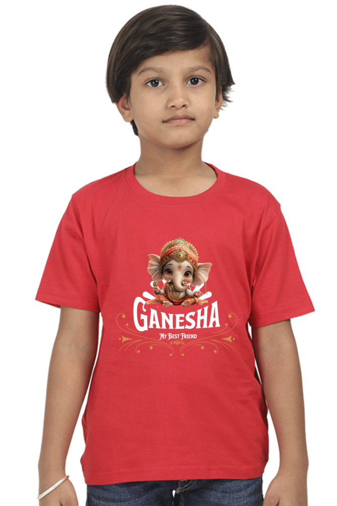 Bal Ganesha Ganesh Chaturthi Boy's T Shirts Red