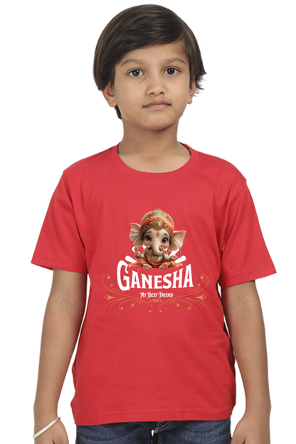 Bal Ganesha Ganesh Chaturthi Boy's T Shirts Red