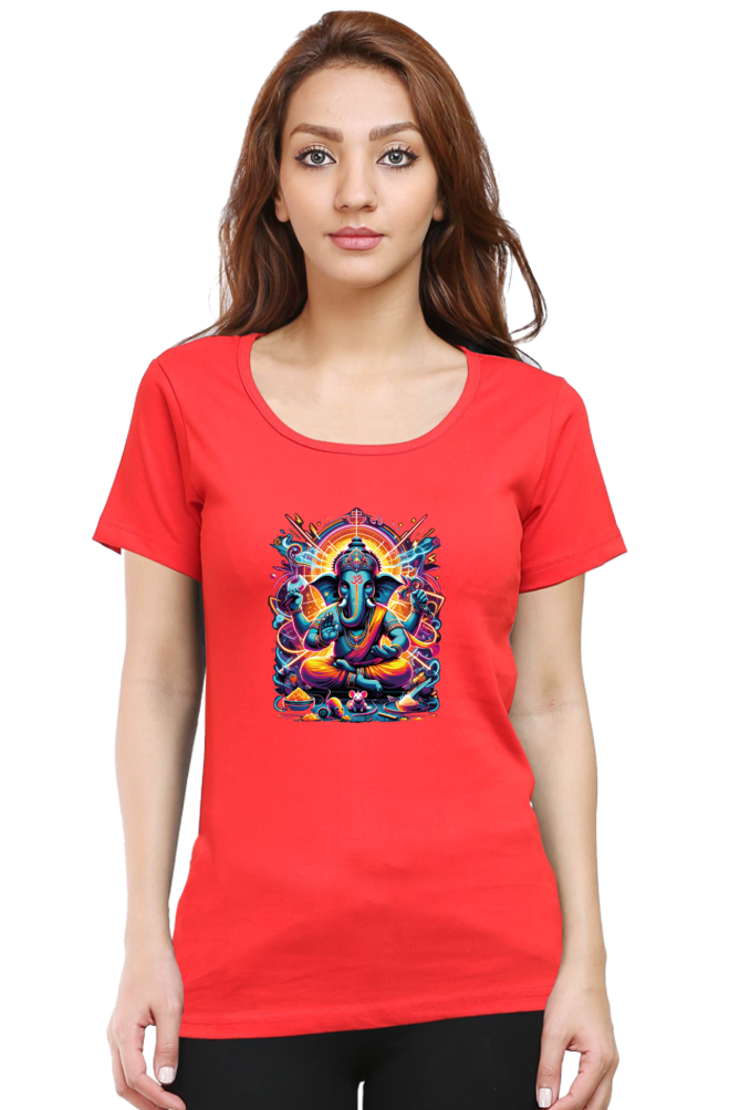 Lord Ganesha 1 Printed Ganesh Chaturthi Women T Shirts