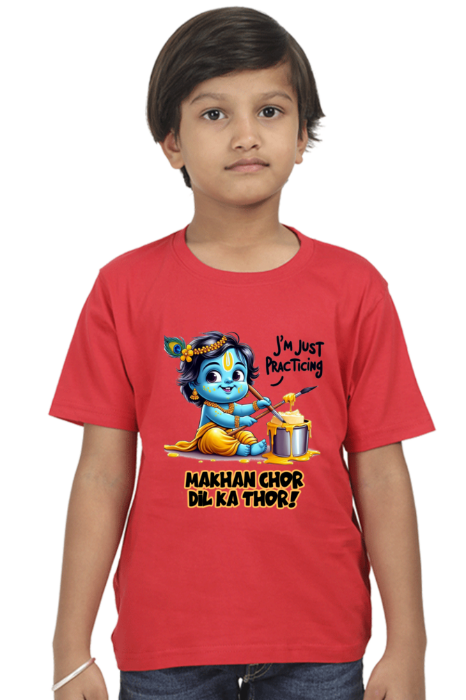 Makhan Chor Dil Ka Thor Janmashtami Boy's T Shirts