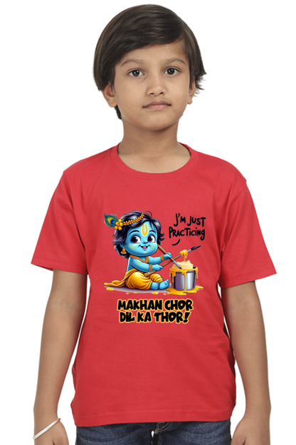 Makhan Chor Dil Ka Thor Janmashtami Boy's T Shirts