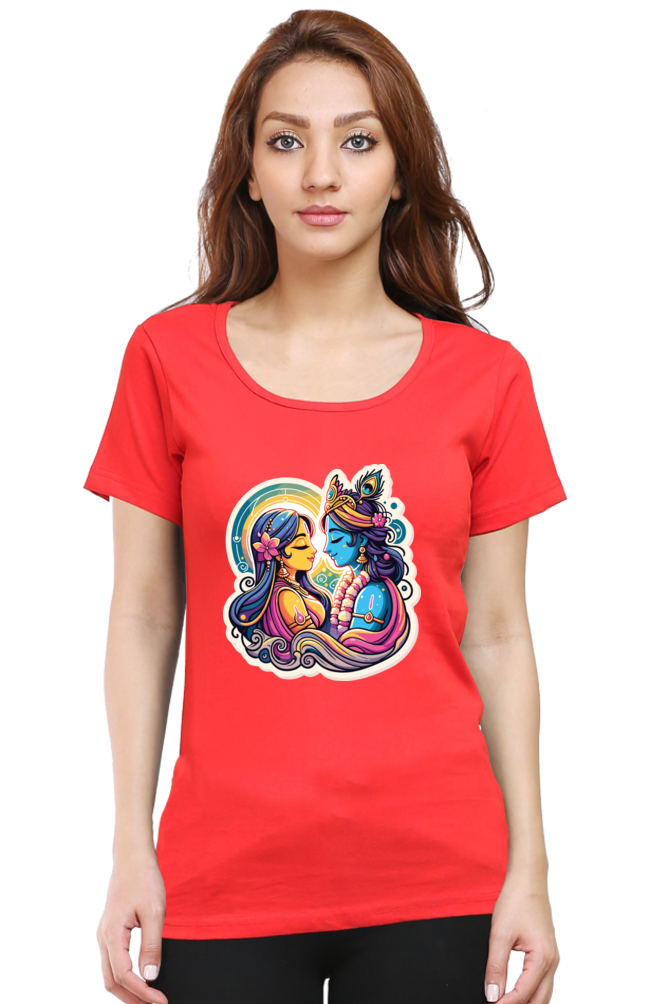 Radha Krishna janmashtami Women T Shirts Red