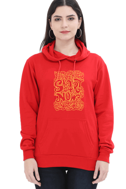 "Start Now" Hooded Sweatshirt for Girls and Women Red