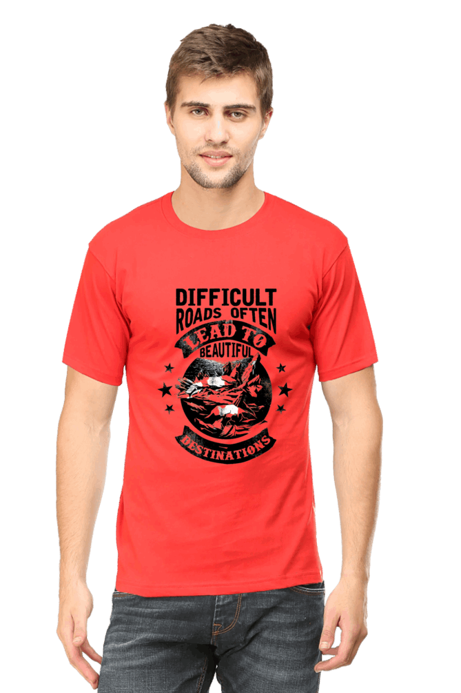 Difficult Roads Men's T Shirts Red