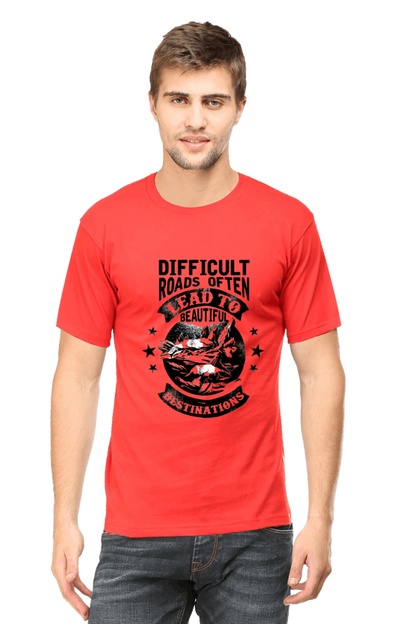 Difficult Roads Men's T Shirts Red