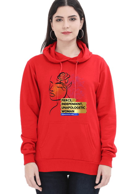 "Fierce, Independent, Unapologetic Women" Hooded Sweatshirt for Girls and Women Red