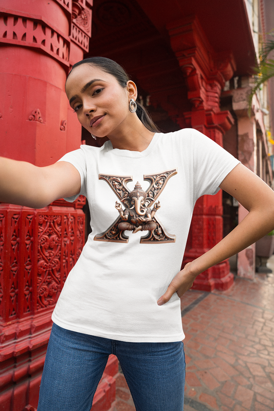 Stylish X Alphabet Ganesh Chaturthi Women T Shirts