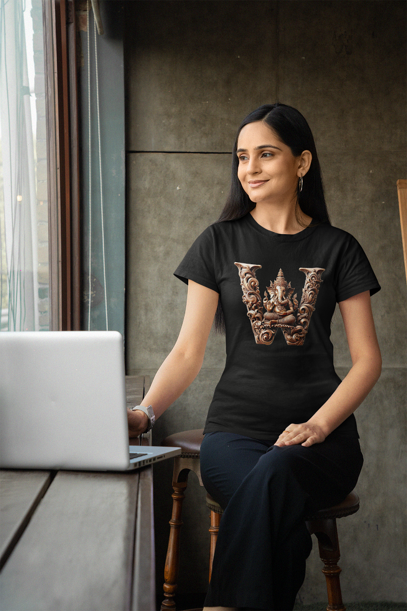 Stylish W Alphabet Ganesh Chaturthi Women T Shirts