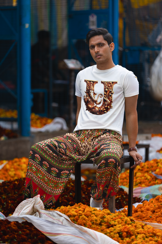 Stylish U Alphabet Ganesh Chaturthi Mens Tshirts