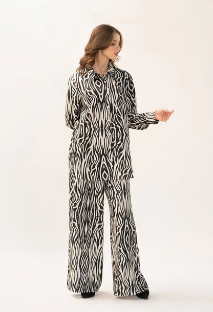 Zebra Print Korean BSY Classic Co-Ord Set For Women