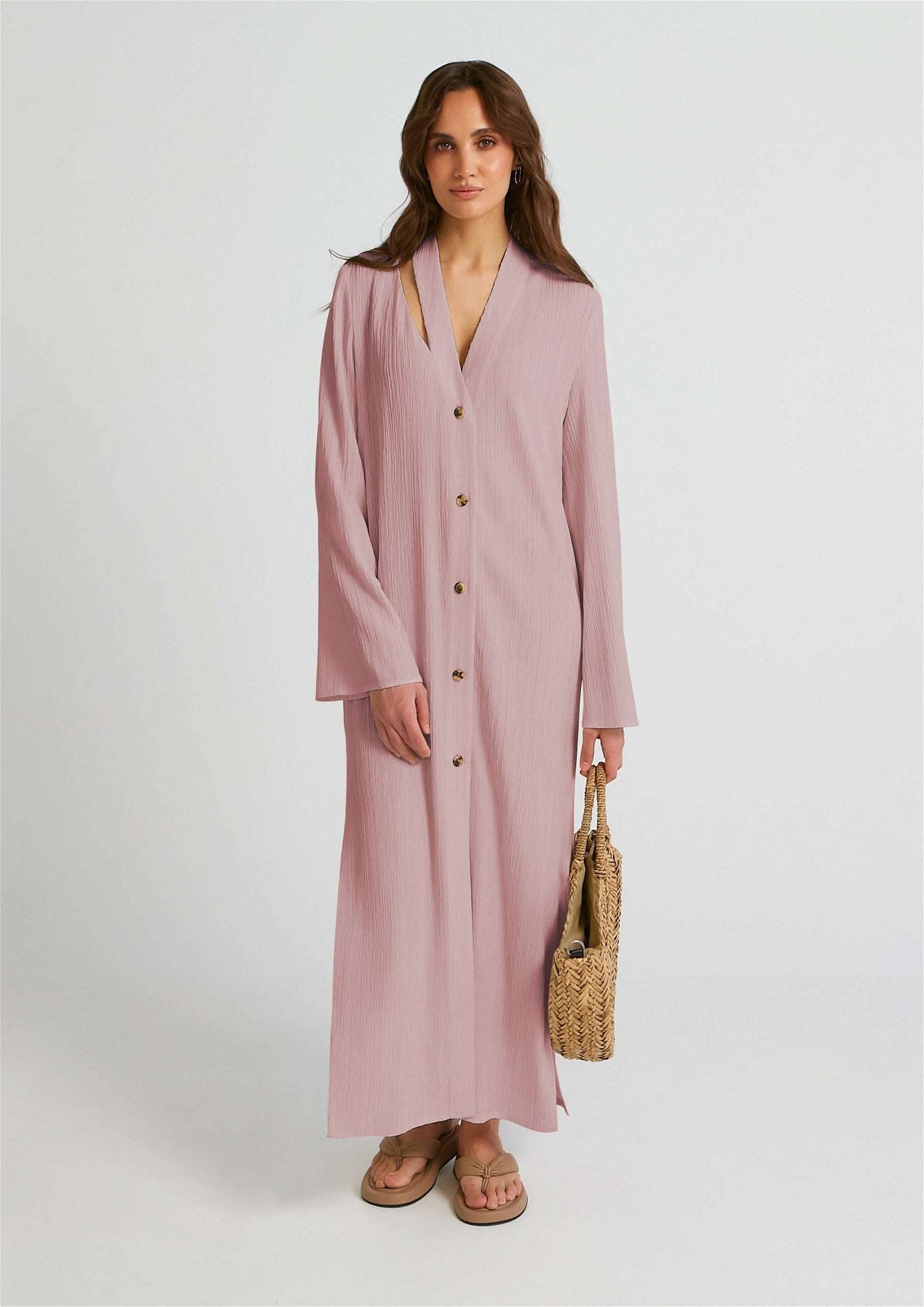 Baby Pink Premium Oyster Crush Women Dress