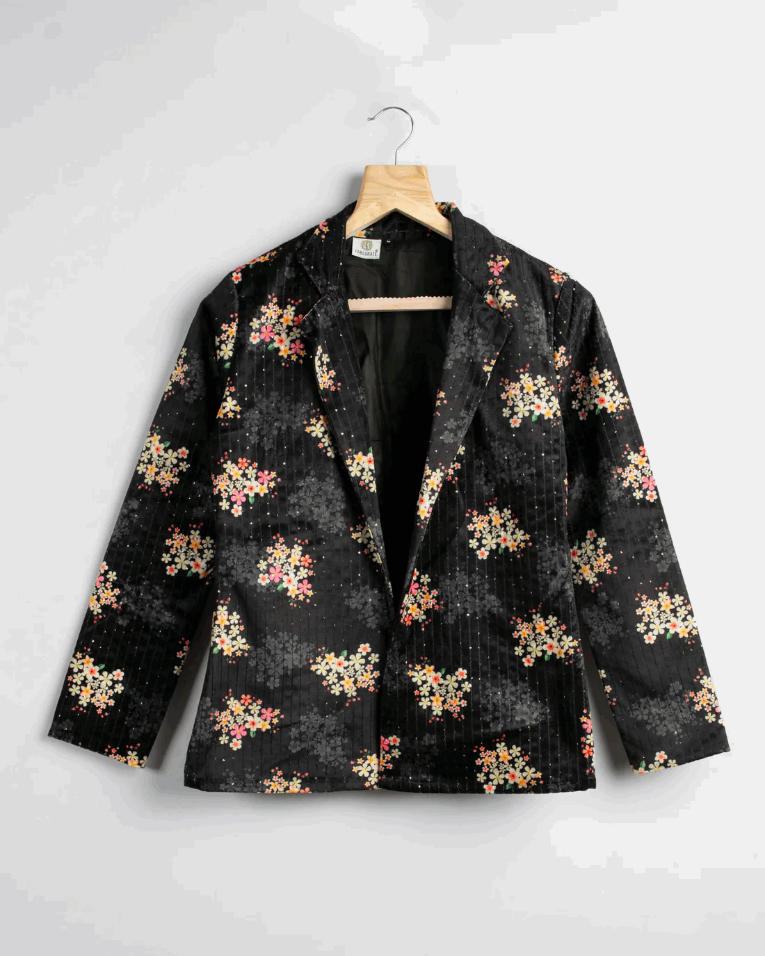 Black Colour Floral Printed Jacket For Women's