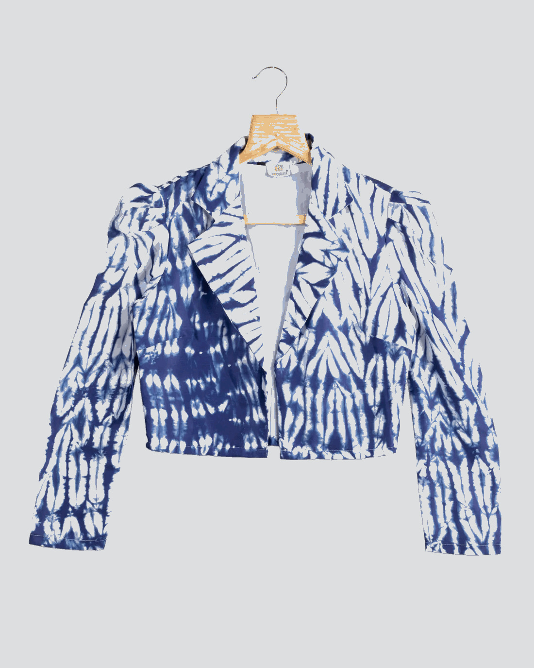 Blue Colour Puff Sleeve Printed Jacket For Women's