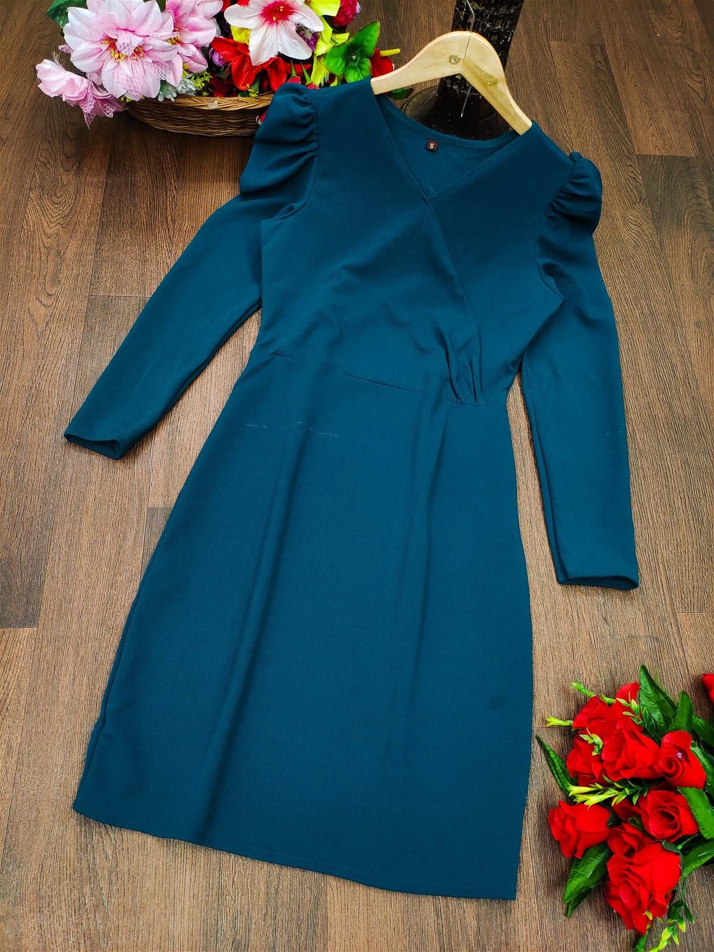 Blue Bodycon Casual Knee Length Dress