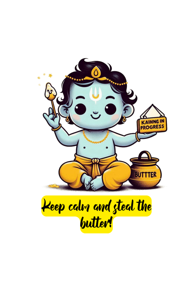 Keep Clam And Steal The Butter Janmashtami Boy's T Shirts