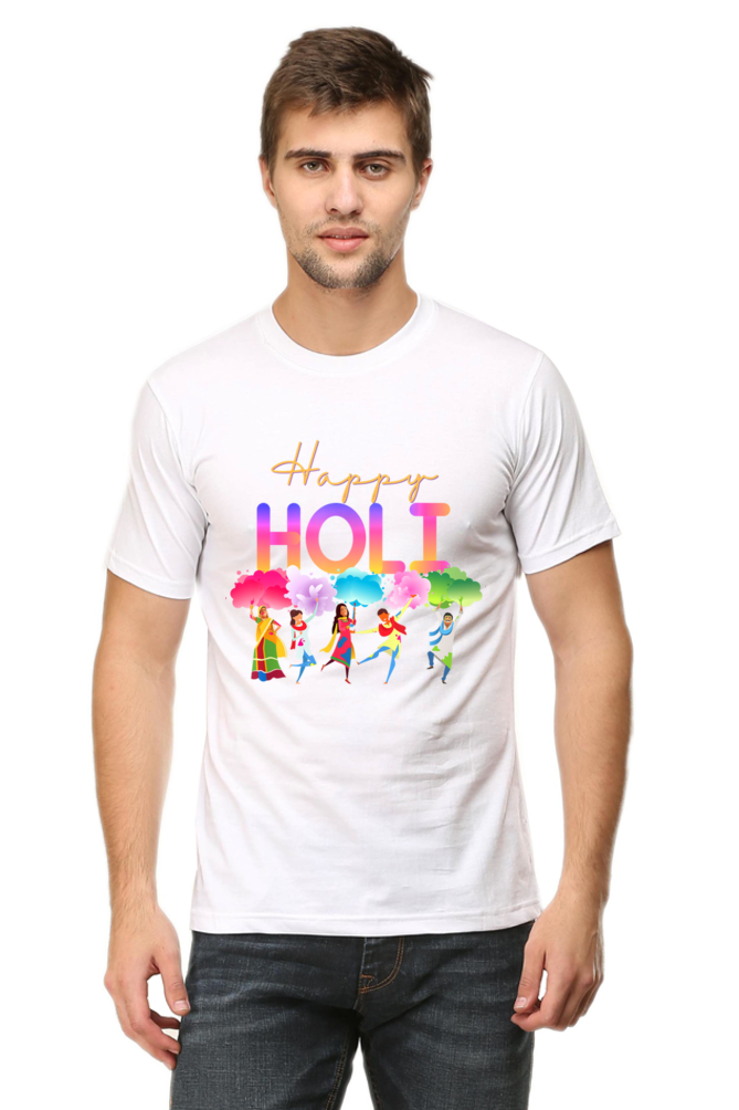 Dancing in Color: Happy Holi Celebration White