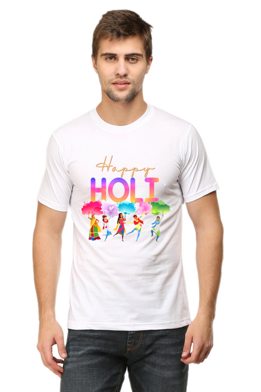 Dancing in Color: Happy Holi Celebration White