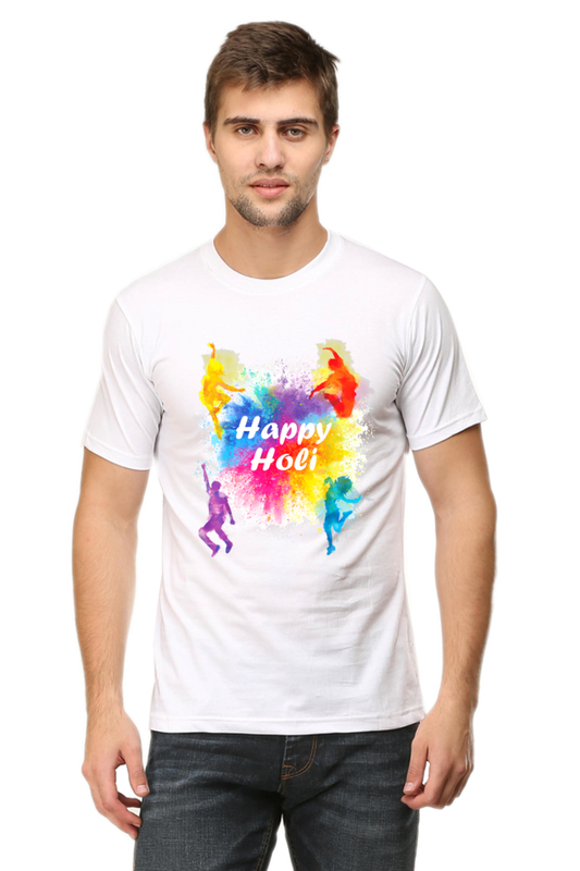 Happy Holi: Color Symphony with Dancing Powder Bursts White