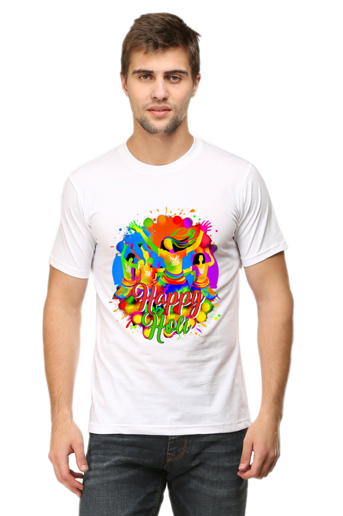 Happy Holi Dance: Joy in Colorful Harmony White