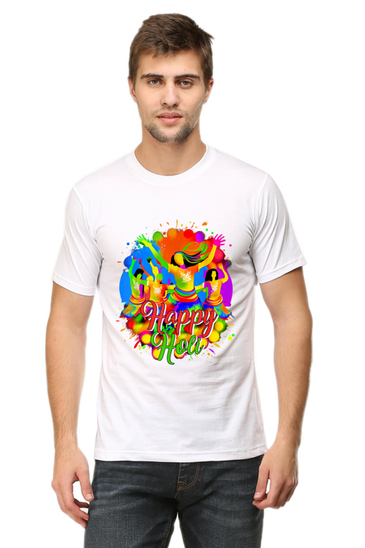 Happy Holi Dance: Joy in Colorful Harmony White