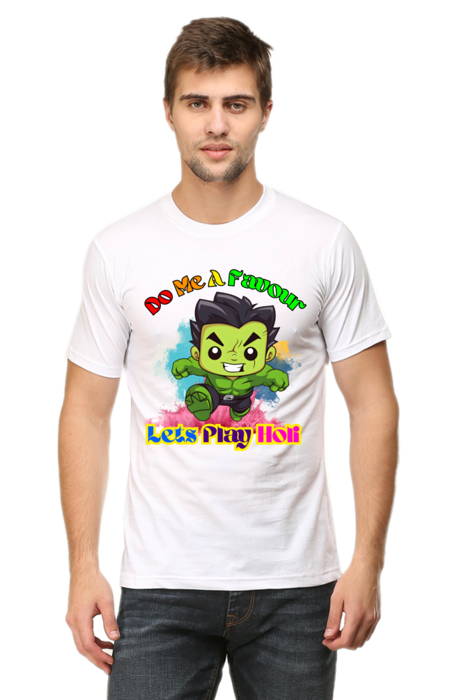 Do Me a Favour, Let's Play Holi with Look Alike Baby Hulk T-Shirt White