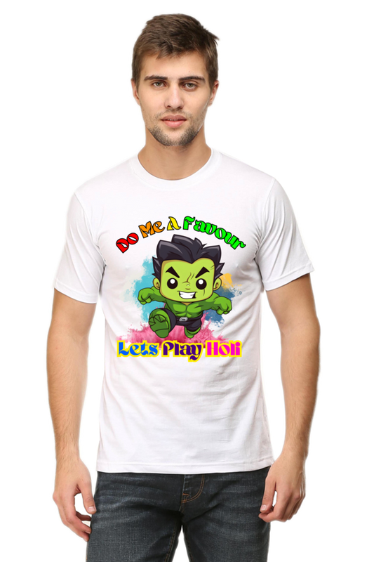 Do Me a Favour, Let's Play Holi with Look Alike Baby Hulk T-Shirt White