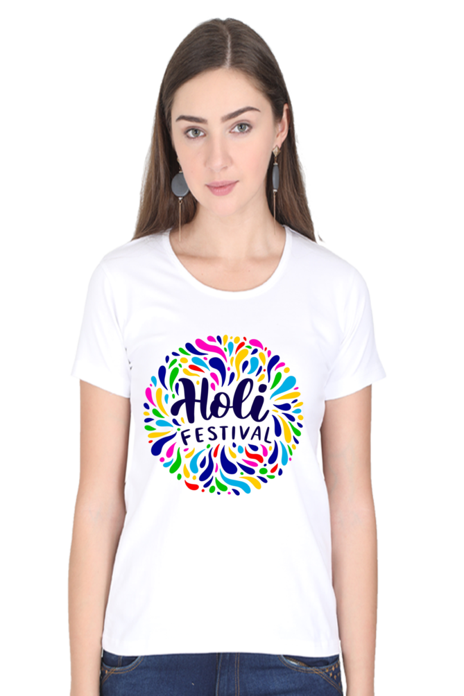 Splash of Holi: Festival Sphere Background Tee White