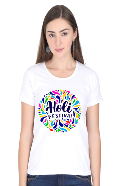 Splash of Holi: Festival Sphere Background Tee White