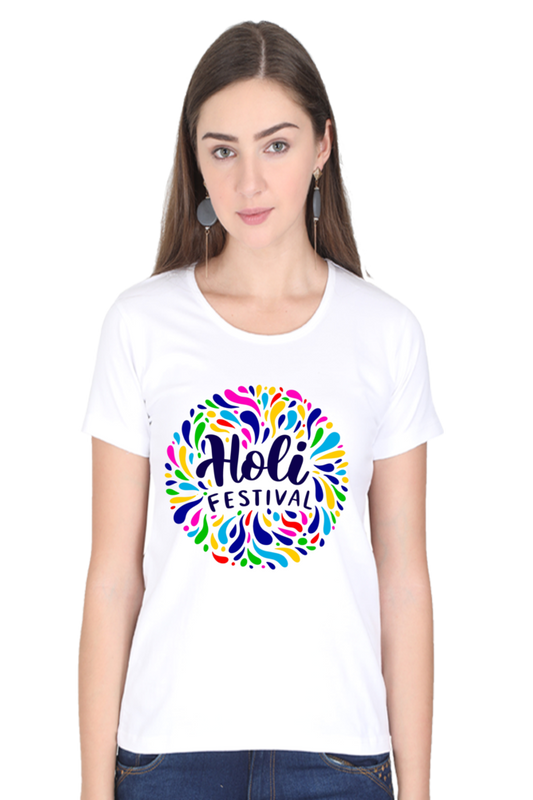 Splash of Holi: Festival Sphere Background Tee White