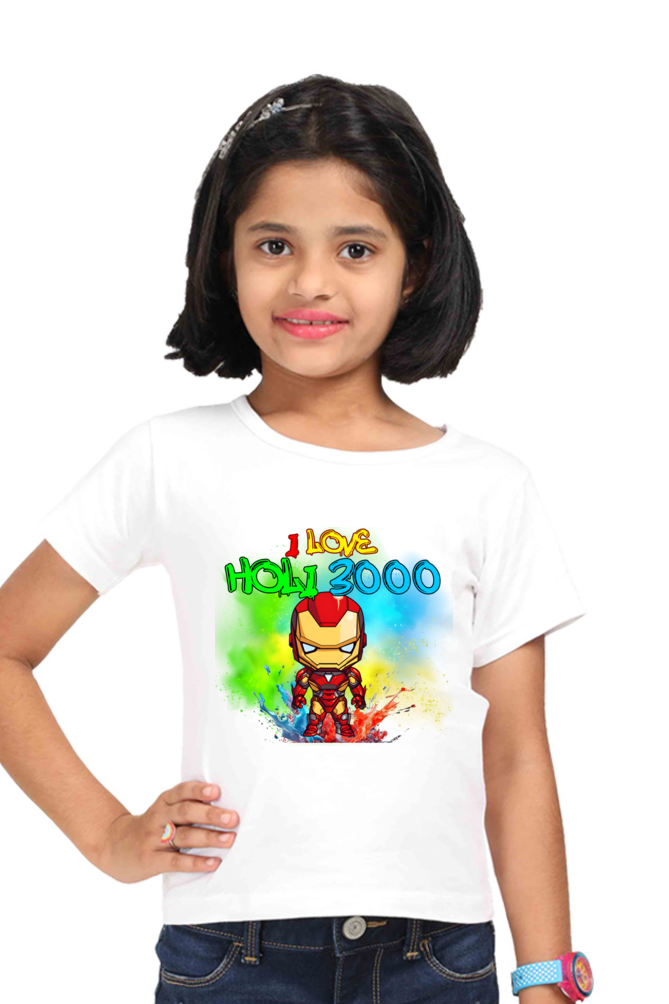 I Love Holi 3000: Girls' T-shirt White