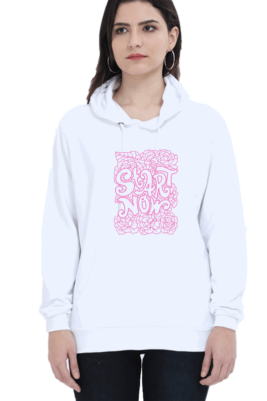 "Start Now" Hooded Sweatshirt for Girls and Women White