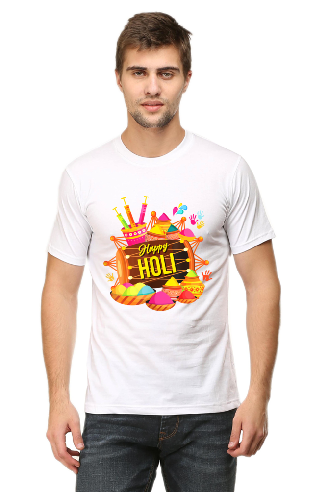 Dhol Beats of Joy: Happy Holi Colors White